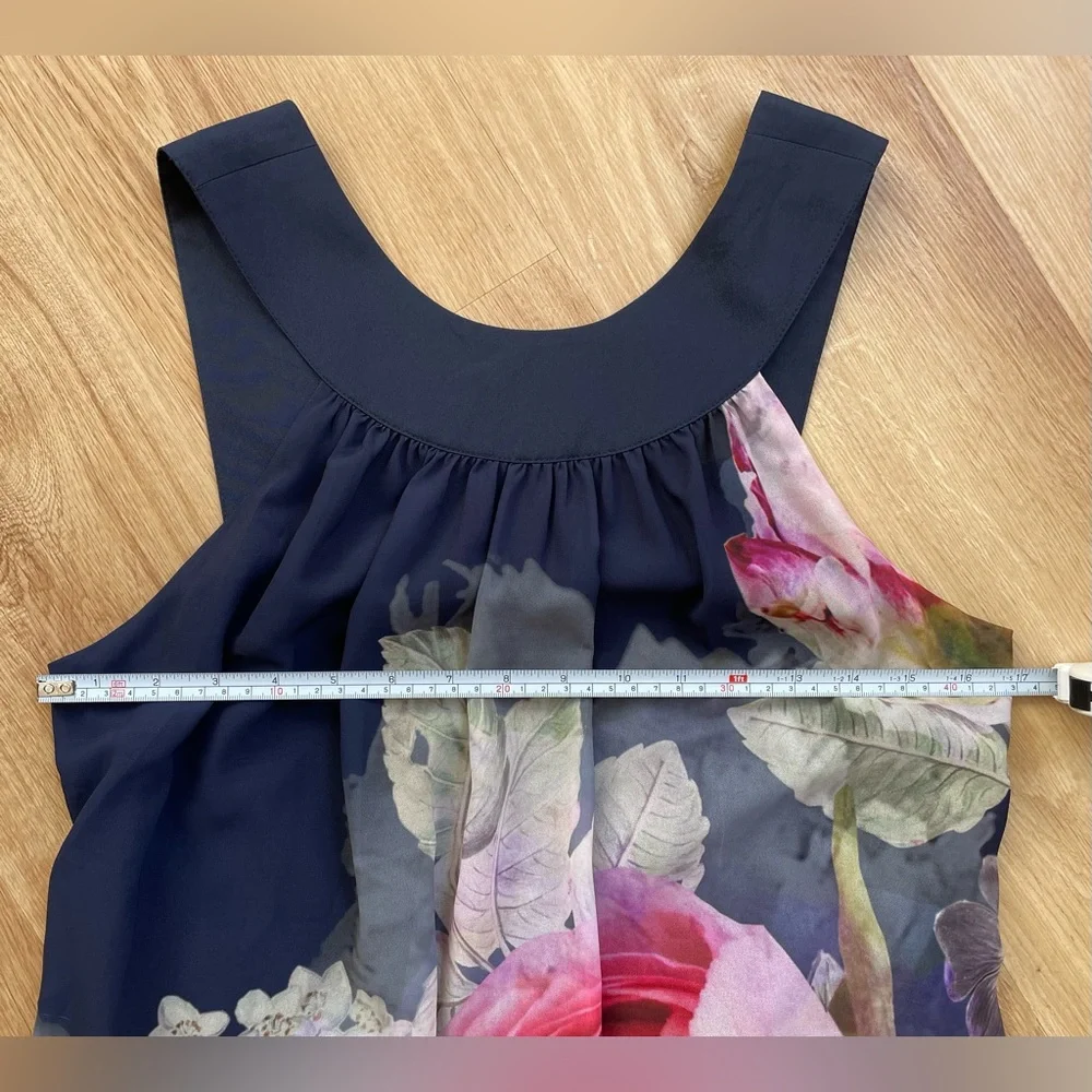 Ted Baker London Marindi Swing Dress Pure Peony Navy Blue Pink Floral size 6 - Picture 10 of 12